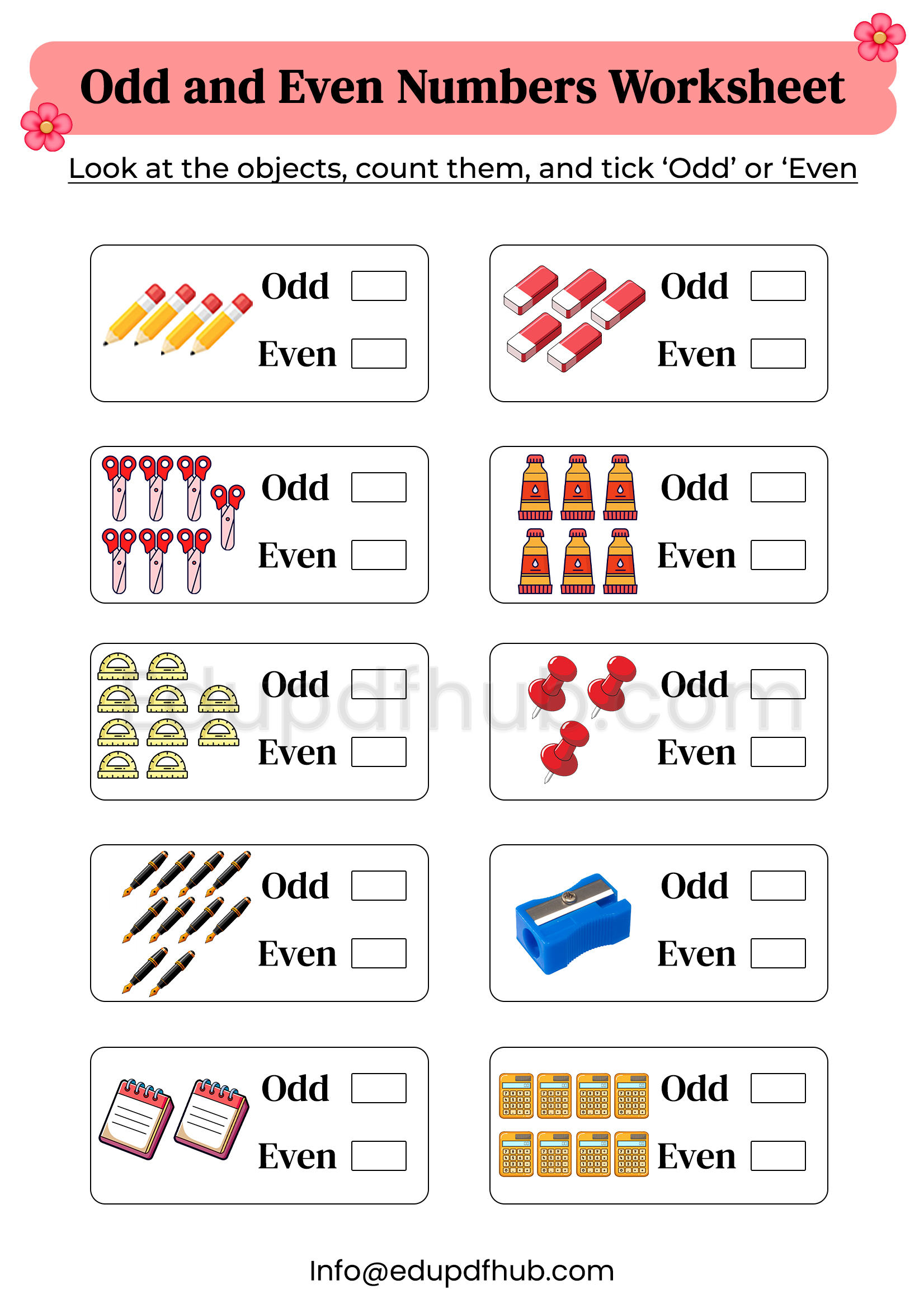 Odd and Even Numbers Worksheet